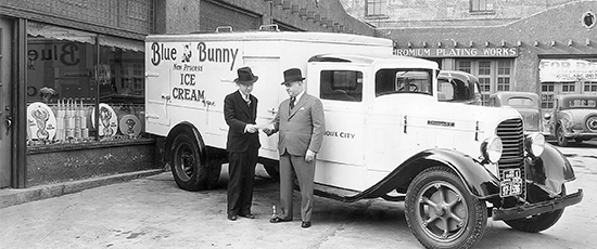 Original owners in front of an ice cream truck
